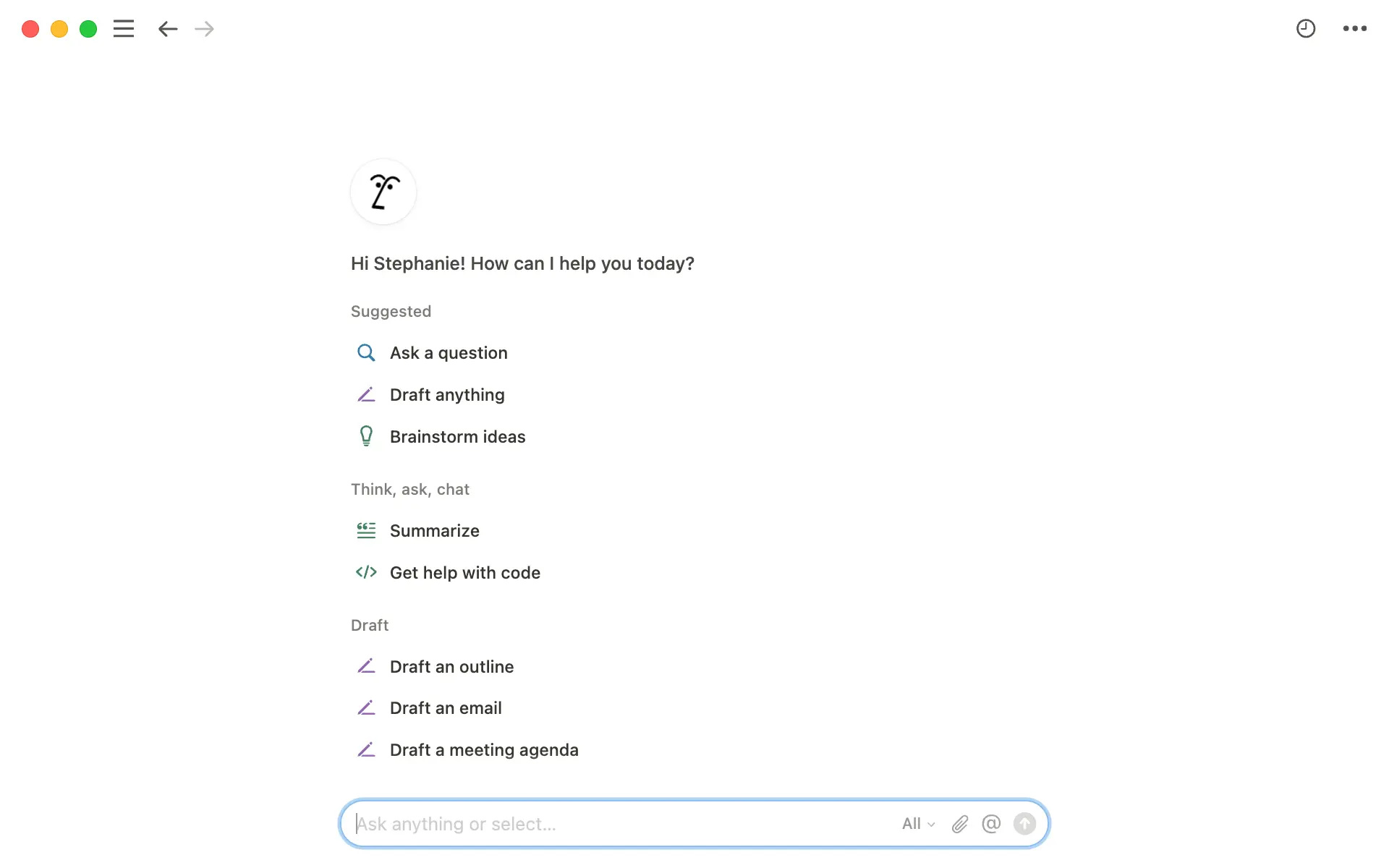 Notion AI writer view