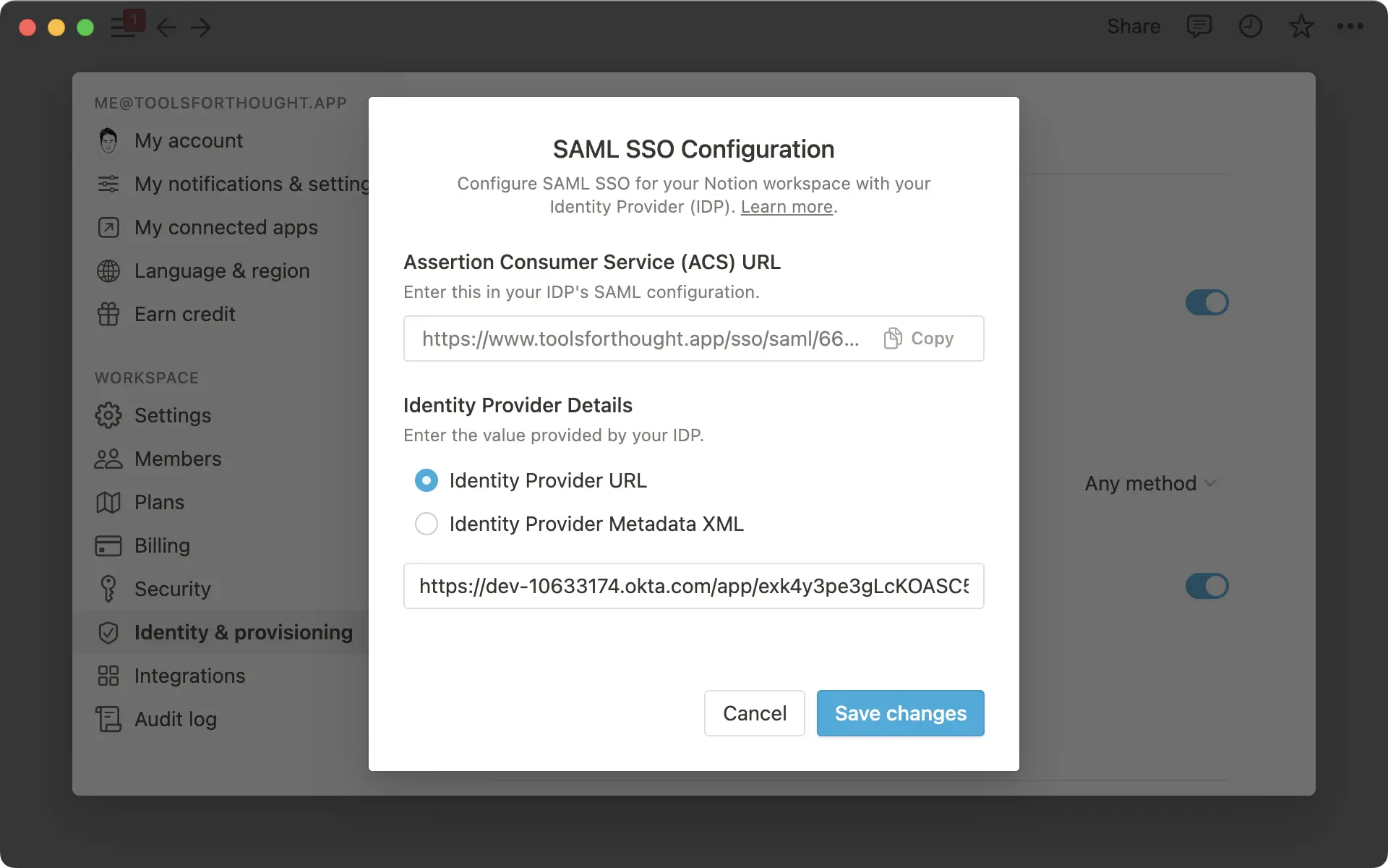 saml sso configuration