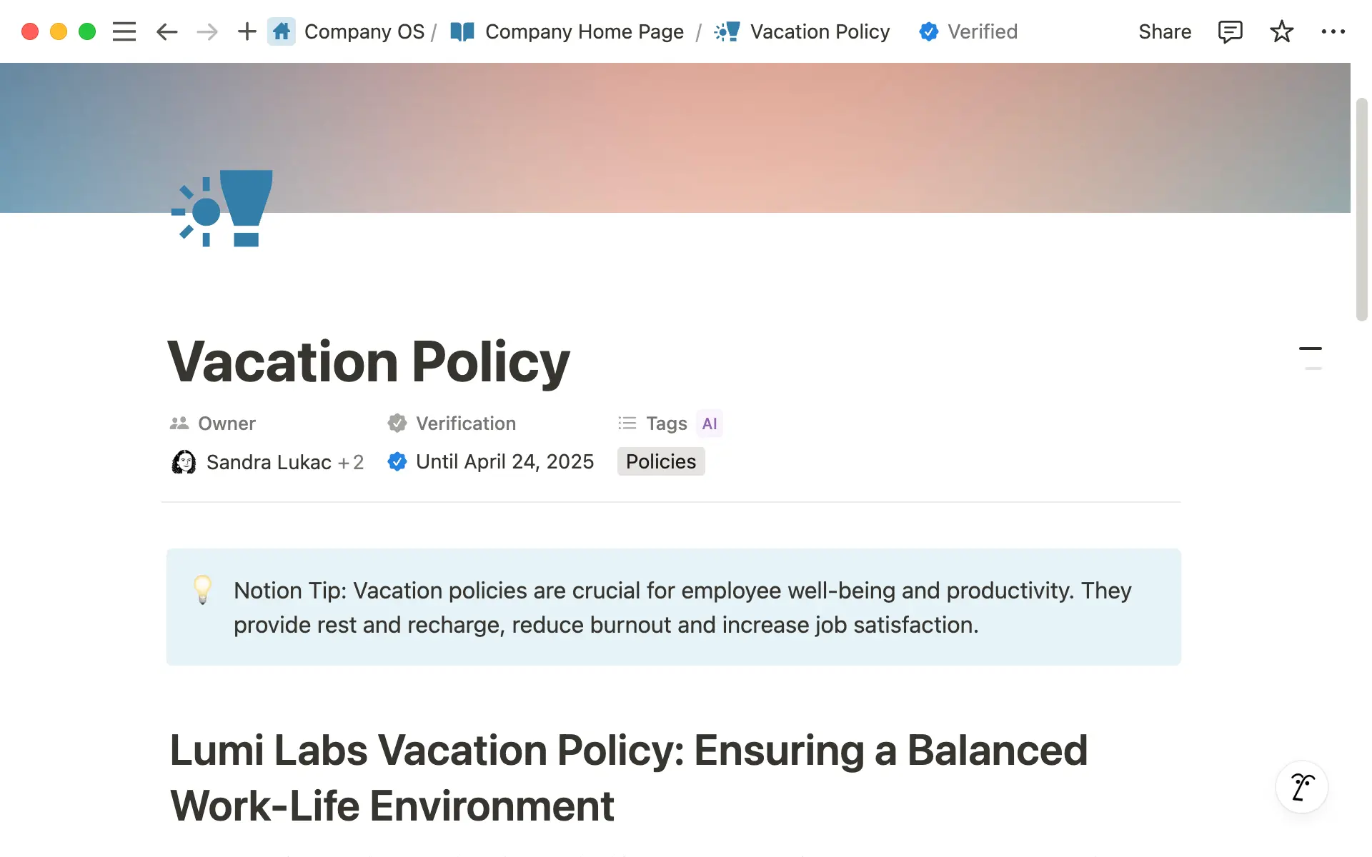You'll see a blue check mark next to verified pages when you @-mention them or view them in Notion search results.