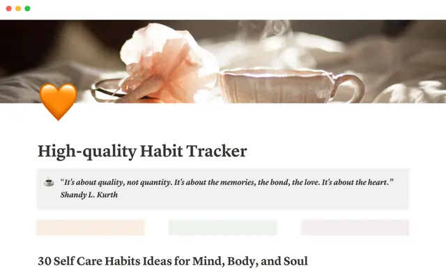 Self care habit tracker